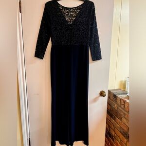 Lauren brand full length navy blue long sleeved dress